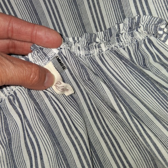 Elan Peasant Off Shoulder Striped Wide Sleeve Beachy Resort Vacation Women's OS - Picture 7 of 10